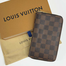 【HS314】中古　LOUIS VUITTON ルイヴィトン　ジッピー コンパクト ウォレット　財布　N60028　フランス製　ブラウン　ダミエ_画像1