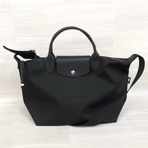 【RTD7】未使用・訳あり品　LONGCHAMP　ロンシャン　ル プリアージュ　Mサイズ　エナジー　1515 HSR 006 ブラック トップハンドルバッグ