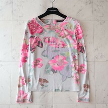 極美品★レオナール LEONARD ★カンカン生地★春色ピンクFlower トップス size LL 大きいサイズ_画像1