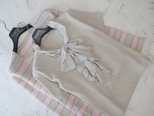 新品同様★レリアン Leilian★カシミヤ★ピンク配色 カーディガン&インナー ツインニットアンサンブル size 9 ～M相当～ 