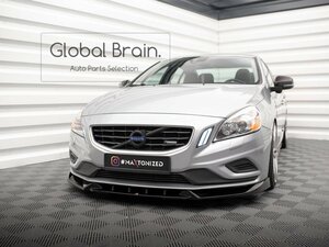 ボルボ V60 T4 Rデザイン 前期 フロント リップ スポイラー V1/ フロント スプリッター アンダー ディフューザー フラップ カバー