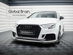 アウディ RS3 8V 後期 セダン フロント リップ スポイラー V4/ フロント スプリッター エプロン バンパー ディフューザー