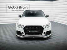 アウディ RS3 8V 後期 セダン フロント リップ スポイラー V5/ フロント スプリッター エプロン バンパー ディフューザー_画像2