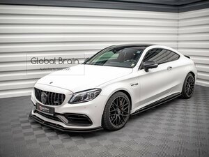 メルセデスベンツ C205 C63 AMG 後期 クーペ サイド スカート ディフューザー V1/スプリッタ― エプロン アンダー ステップ スポイラー