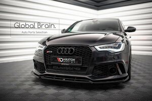 2011-2017 アウディ A6 4G RS6ルック フロント リップ スポイラー / フロント スプリッター エプロン バンパー ディフューザー スカート