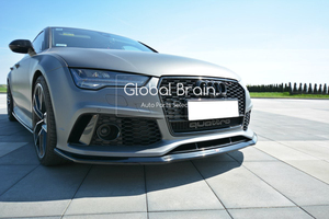 2014- アウディ RS7 後期 フロント スプリッター スポイラー V2 / リップ エプロン バンパー ディフューザー スカート エアロ