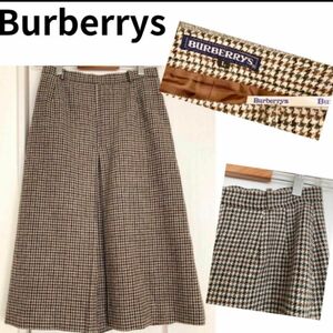 古着好きさんに　Burberry オールドバーバリー　ビンテージ　膝丈スカート　ウール100 千鳥格子　キャメル　Lサイズ　レトロ