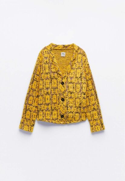 【美品】 zara プリント ジャカード ジャケット　カーディガン　ニット