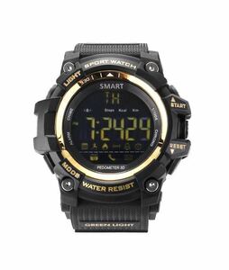 G-SHOCK風 アウトドア用、防水性能、IP67ブルートゥース、健康を常に監視、AndroidとIOS兼用可能なスマートウォッチ、ゴールド