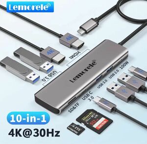 USB-C ハブ 10-in-1 PD100w対応 SDカードリーダー 2画面