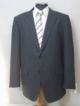 【ビジネス最適スーツ】春夏・2釦2パンツスーツ・AB-7・ハイグレード仕様・濃紺/ストライプ_画像1