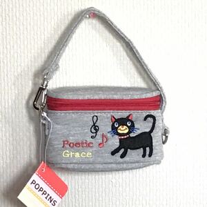 新品　POPPINS カメラポーチ　カメラケース　マルチポーチかわいいねこちゃん刺繍 poetic grace 詩的な優美さ