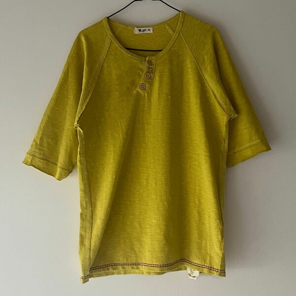 カットソー Tシャツ 半袖 五分袖 黄色