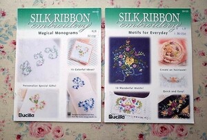 69422/シルク・リボン刺繍 図案集 2冊セット Silk Ribbon Embroidery 刺しゅう Bucilla Magical Monograms モノグラム Motifs for Everyday