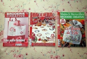 51102/洋書 Broderie Crative ほか フランスの刺繍 手芸雑誌 3冊セット Saxe Mains & Merveilles BRODERIE INSPIRATION 図案 テクニック