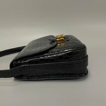 1円 極 美品 CELINE セリーヌ ヴィンテージ 馬車金具 ホースキャリッジ ロゴ カーフレザー 本革 ミニ ショルダーバッグ ブラック 739-6_画像4