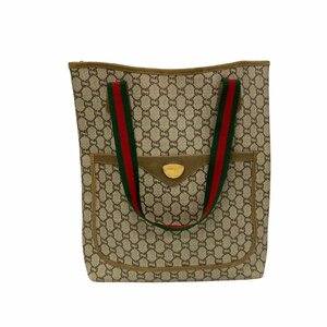 極 美品 GUCCI オールドグッチ グッチ ヴィンテージ シェリーライン グッチプラス レザー ハンドバッグ トートバッグ ブラウン 24733