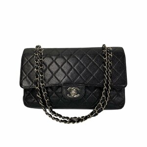 極美品 シール有 6番台 CHANEL シャネル マトラッセ キャビアスキン レザー ターンロック ダブルフラップ チェーン ショルダーバッグ 00344