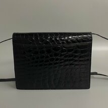 1円 極 美品 希少品 LOEWE ロエベ ロゴ金具 クロコ レザー 2way クラッチバッグ ミニ ショルダーバッグ ポシェット ブラック 23459_画像3