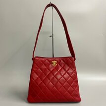 1円 極 美品 シール有 CHANEL シャネル ターンロック マトラッセ キャビアスキン レザー ハンドバッグ ミニ トートバッグ レッド 03065_画像1