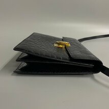 1円 極 美品 希少品 LOEWE ロエベ ロゴ金具 クロコ レザー 2way クラッチバッグ ミニ ショルダーバッグ ポシェット ブラック 23459_画像5