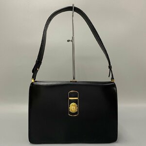 1円 極 美品 CELINE セリーヌ ヴィンテージ トリオンフ ロゴ 金具 レザー 本革 2way がま口 ハンドバッグ ショルダーバッグ 3kmk743-9