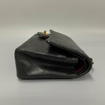 1円 極 美品 シール有 3番台 CHANEL シャネル ダブルフラップ マトラッセ 25cm ラムスキン レザー チェーン ショルダーバッグ 黒 26794_画像6