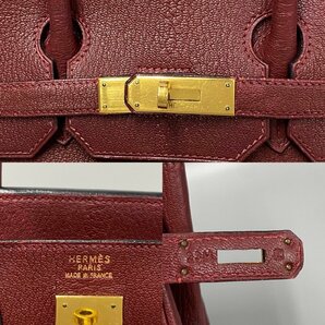 1円 美品 希少品 □E刻印 HERMES エルメス オータクロア 32 シェーブル レザー 本革 金具 ハンドバッグ トートバッグ ボルドー 29904の画像2