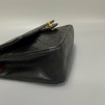 1円 極 美品 シール有 3番台 CHANEL シャネル ダブルフラップ マトラッセ 25cm ラムスキン レザー チェーン ショルダーバッグ 黒 26794_画像7