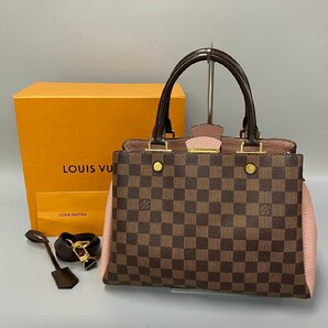 1円 極 美品 保存箱 保存袋付 LOUIS VUITTON ヴィトン ダミエ ブリタニー レザー 2way ハンドバッグ ショルダーバッグ ブラウン 56617の画像1