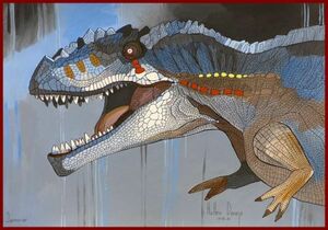 Art hand Auction ☆ Dessin original en techniques mixtes Tyrannosaure visant une proie Tyrant, Peinture, aquarelle, Peintures animalières