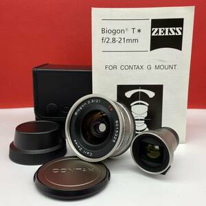 □ CONTAX Carl Zeiss Biogon 21mm F2.8 T* カメラレンズ Gマウント AF動作確認済 GF-21mm ファインダー 革ケース付 コンタックス