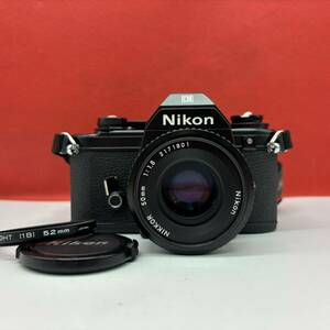 ◆ Nikon EM 一眼レフカメラ フィルムカメラ ボディ ブラック NIKKOR 50mm F1.8 Ai-s レンズ シャッター、露出計OK ニコン