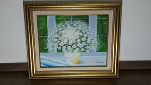 Art hand Auction Good Condition C.ALEX Masterpiece Oil Painting No. F6 Still Life Painting White Flower Alex 274, painting, oil painting, still life painting