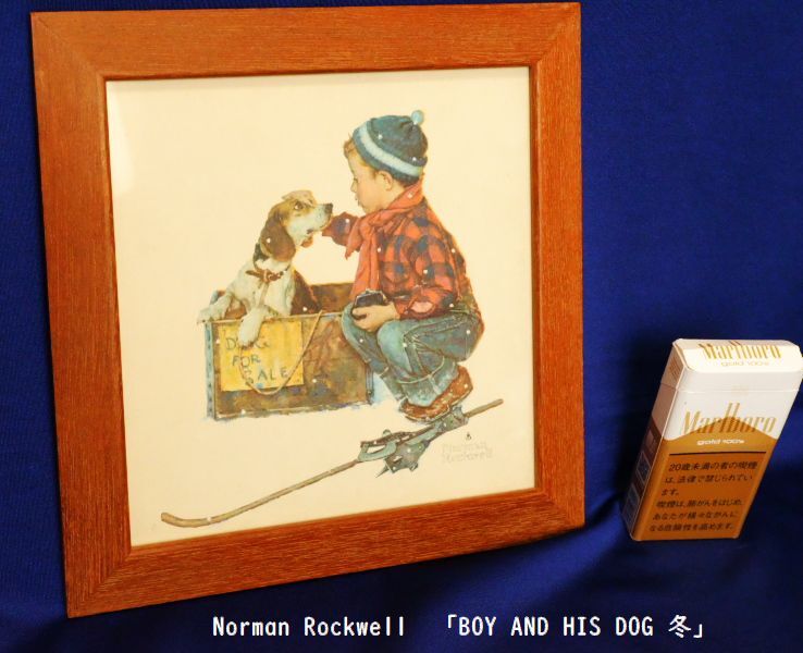 诺曼·洛克威尔 诺曼·洛克威尔《男孩和他的狗》冬季印花带框二手, 艺术品, 绘画, 肖像