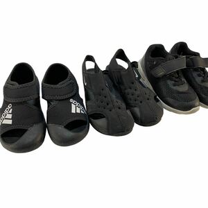 *3 пара продажа комплектом Kids спортивные туфли сандалии NIKE Nike adidas Adidas MAD 16.15. черный б/у товар управление J733