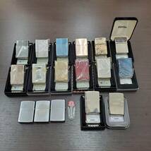 #9959A ZIPPO ジッポ まとめ 17個 未使用あり 火花散る物あり 着火未確認 ケース 袋 喫煙具 オイルライター 大量 タバコ ビンテージ 中古品_画像2