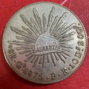 古錢 メキシコ 1875年  コイン 003 大型銀貨 貿易銀 重さ26.6gの画像1