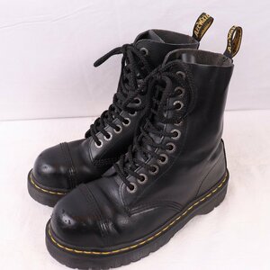 スチールトゥ ドクターマーチン UK5/23.5cm-24.0cm/10ホール 黒 ブラック ブーツ レディース dr.martens 中古 古着 dh4106