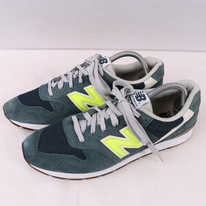 996 ニューバランス 26.5cm/new balance 緑 ダークグリーン 蛍光イエロー 白 ホワイト 中古 古着 スニーカー メンズ スニーカー yy2954