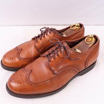 アレンエドモンズ 10 EEE ウィングチップ ALLEN EDMONDS USA製 茶 ブラウン メンズ アメリカ靴 中古 古着 ds4314_画像1