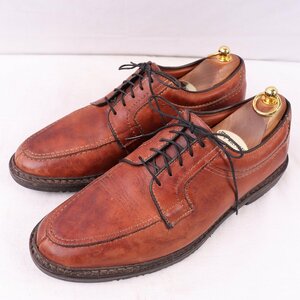 アレンエドモンズ 8 1/2 D Uチップ モカシン ブラウン 茶 ALLEN EDMONDS USA製 レザーシューズ メンズ 中古 古着 ds4313