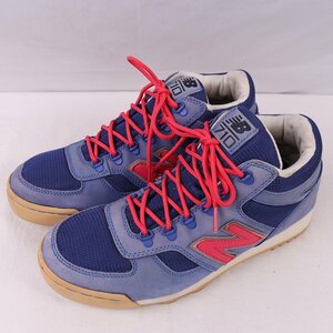 710 ニューバランス 27.0cm/new balance ミドルカット 青 ブルー ピンク オフホワイト 中古 古着 スニーカーメンズ スニーカー yy3128