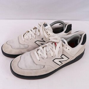 574 ニューバランス 26.5cm/new balance ライトグレー オフホワイト 黒 ブラック 中古 古着 メンズ スニーカー yy3142