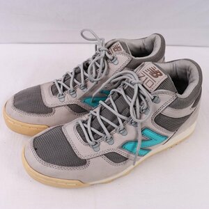 710 ニューバランス 27.0cm/new balance ミドルカット 灰 グレー エメラルド 中古 古着 スニーカーメンズ スニーカー yy3153