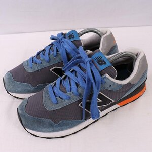 515 ニューバランス 27.0cm/new balance 青 ブルー グレー 灰色 黒 オレンジ 中古 古着 スニーカー メンズ yy8895