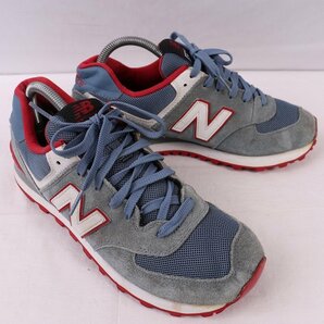 574 ニューバランス 26.0cm/new balance ブルーグレー 赤 白 中古 古着 スニーカー メンズ yy8905の画像6