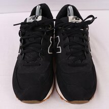 574 ニューバランス 25.0cm/new balance 黒 ブラック 白 中古 古着 スニーカー メンズ レディース yy8913_画像3