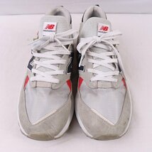 574 ニューバランス 27.5cm/new balance ライトグレー 紺 白 赤 中古 古着 スニーカー メンズ yy8961_画像3