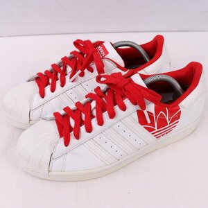 SUPERSTAR 27.5cm/adidas スーパースター アディダス スニーカー 白 ホワイト 赤 中古 古着 メンズ ad4875